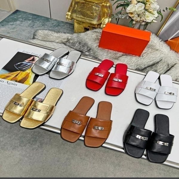 luxury summer sandals designer women flip flops slipper fashion genuine leather slides metal chain ladies casual shoes, Black
luxury summer sandals designer women flip flops slipper fashion genuine leather slides metal chain ladies casual shoes, Black
