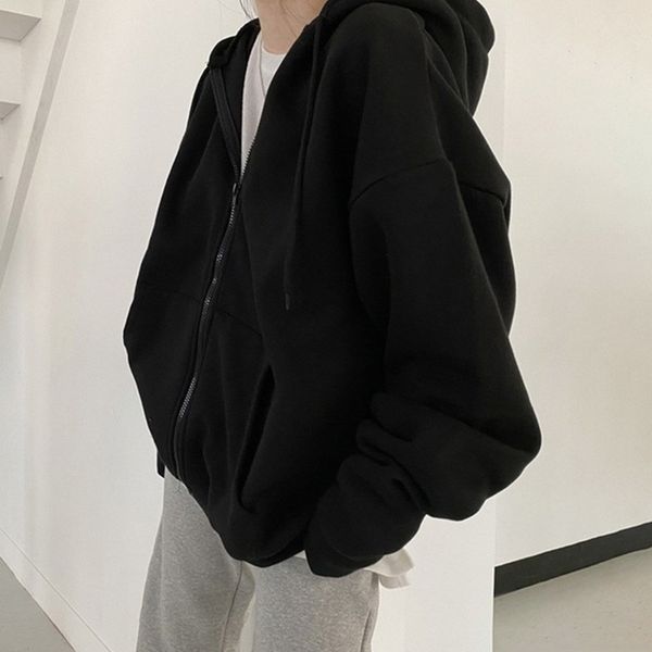 womens hoodies sweatshirts women harajuku korean version loose zip up casual solid long sleeve hooded sweatshirt coats female clothing 23081, Black
womens hoodies sweatshirts women harajuku korean version loose zip up casual solid long sleeve hooded sweatshirt coats female clothing 23081, Black