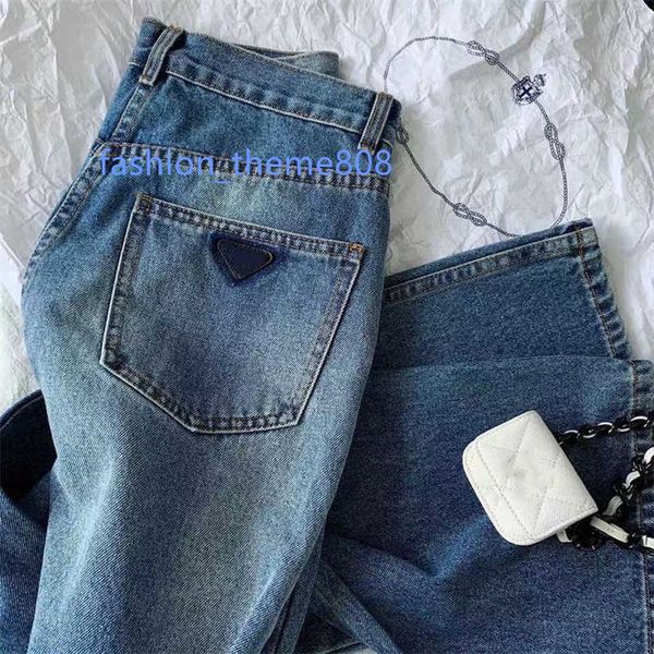 women's jeans with triangle label jean pant straight leg pants classic back pocket triangle emale trousers multi-size spring autumn, Blue
women's jeans with triangle label jean pant straight leg pants classic back pocket triangle emale trousers multi-size spring autumn, Blue