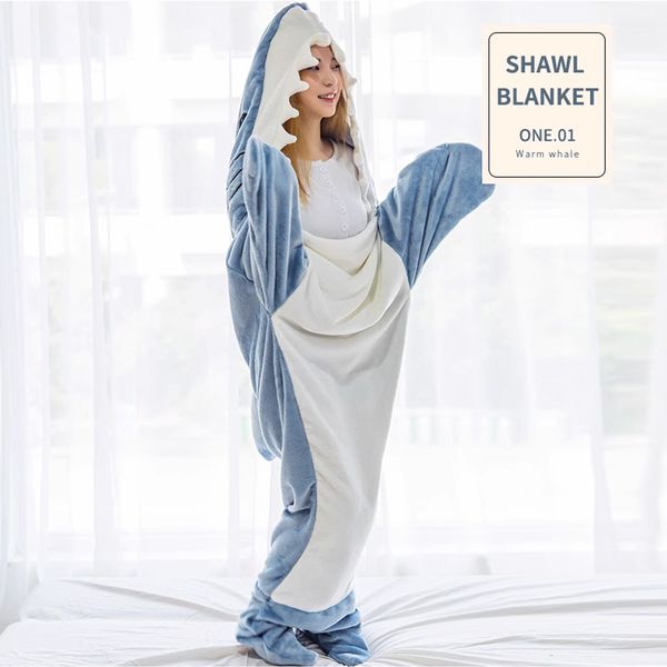 super soft cartoon shark sleeping bag cozy flannel wearable shark blanket playsuit funny homewear for children adult
super soft cartoon shark sleeping bag cozy flannel wearable shark blanket playsuit funny homewear for children adult
