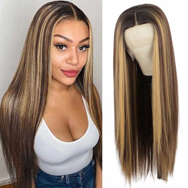 wig women's long straight hair highlighted dye gradient brown fashion fiber rose mesh headcover 230818, Black
wig women's long straight hair highlighted dye gradient brown fashion fiber rose mesh headcover 230818, Black