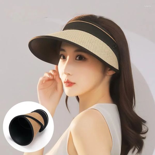 wide brim hats women's straw sun hat summer outdoor empty shade protection beach for ladies collapsible visor, Blue;gray
wide brim hats women's straw sun hat summer outdoor empty shade protection beach for ladies collapsible visor, Blue;gray