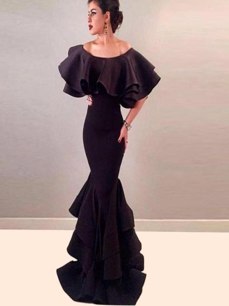 arabic long mermaid tiered skirt evening dresses robe de soiree courte black satin cape prom party gowns 2022 abendkleider4422401, Black;red
arabic long mermaid tiered skirt evening dresses robe de soiree courte black satin cape prom party gowns 2022 abendkleider4422401, Black;red