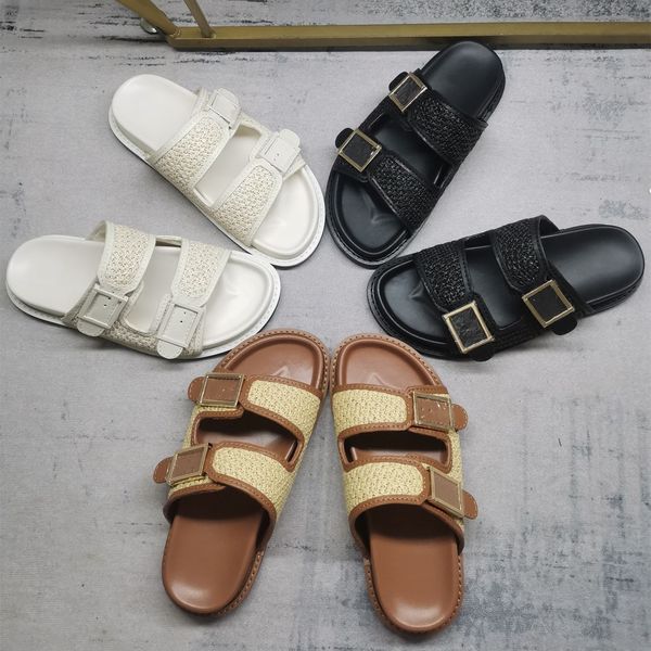 2023 double strap flat slippers women designer f feel raffia woven slides mens pp straw slipper ladies sandal luxury brand man gold buckle s, Black
2023 double strap flat slippers women designer f feel raffia woven slides mens pp straw slipper ladies sandal luxury brand man gold buckle s, Black
