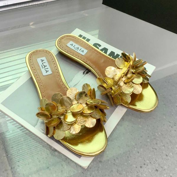 alaia lympia flat slides slippers genuine leather petal open toes luxury designer for slippers women holiday flats sandals leather sole sand, Black 
alaia lympia flat slides slippers genuine leather petal open toes luxury designer for slippers women holiday flats sandals leather sole sand, Black