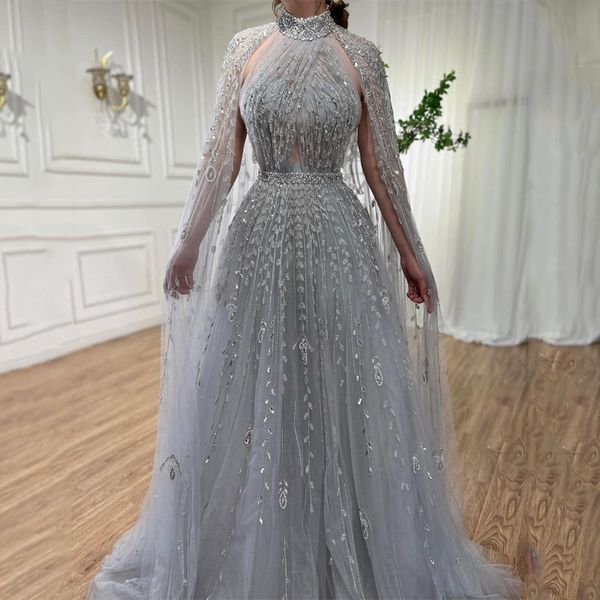 luxury dubai silver grey halter neck evening dress for women party elegant with cape beaded a-line formal gowns, Black;red
luxury dubai silver grey halter neck evening dress for women party elegant with cape beaded a-line formal gowns, Black;red