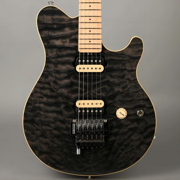 ernie ball music man usa axis e vh tribute - floyd rose trans black quil electric guitar258
ernie ball music man usa axis e vh tribute - floyd rose trans black quil electric guitar258