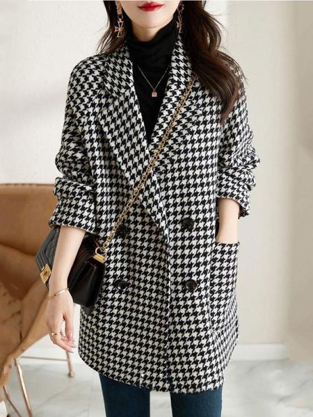 womens jackets autumn winter women fashion double breasted houndstooth blazer coat vintage long sleeve pockets female woolen outerwear chic, Black;brown
womens jackets autumn winter women fashion double breasted houndstooth blazer coat vintage long sleeve pockets female woolen outerwear chic, Black;brown