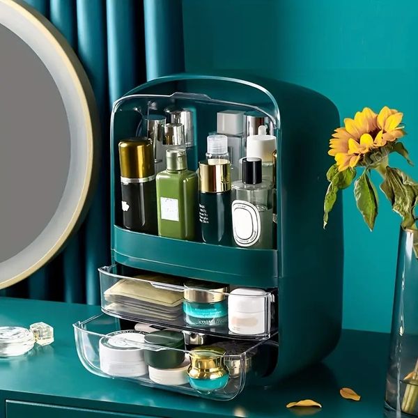 large capacity waterproof and dustproof makeup storage organizer with drawer container for bathroom, bedroom, and travel - clear cover cosme
large capacity waterproof and dustproof makeup storage organizer with drawer container for bathroom, bedroom, and travel - clear cover cosme