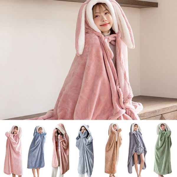fleece wearable throw blanket rabbit ear thickened hooded cloak winter warm hooded cloak blankets comfortable for picnic travel
fleece wearable throw blanket rabbit ear thickened hooded cloak winter warm hooded cloak blankets comfortable for picnic travel