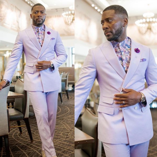 light purple men wedding suit double breasted groom wear peaked lapel slim fit tuxedos custom made 2 pcs jacket pants, Black;gray
light purple men wedding suit double breasted groom wear peaked lapel slim fit tuxedos custom made 2 pcs jacket pants, Black;gray