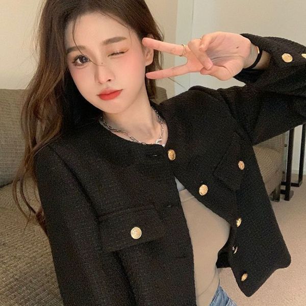 womens jackets deeptown cropped tweed jacket women vintage aesthetic korean fashion harajuku chic elegant autumn winter cardigan coat 230818, Black;brown
womens jackets deeptown cropped tweed jacket women vintage aesthetic korean fashion harajuku chic elegant autumn winter cardigan coat 230818, Black;brown