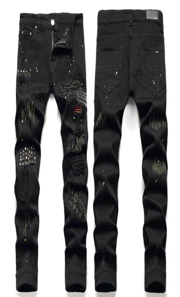 man rivet studs stitching detail damage black jeans distressed worn denim pants2502636, Blue
man rivet studs stitching detail damage black jeans distressed worn denim pants2502636, Blue