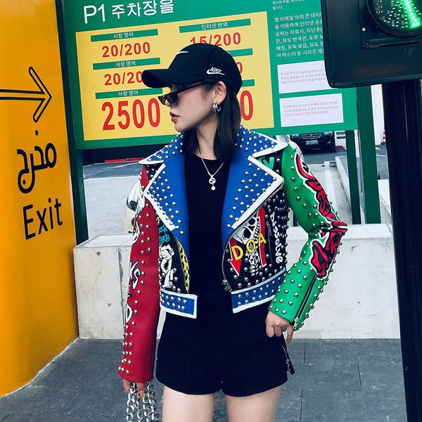 women's jackets winter punk motorcycle jacket women rivet faux leather jackets colors biker graffiti pattern short jacket woman 230817, Black;brown
women's jackets winter punk motorcycle jacket women rivet faux leather jackets colors biker graffiti pattern short jacket woman 230817, Black;brown