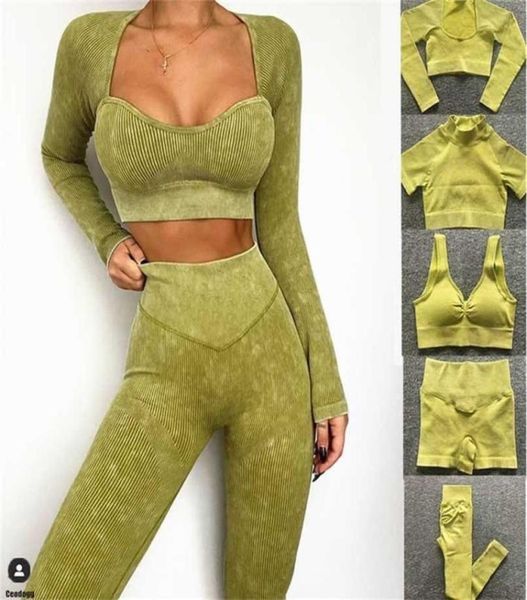 123pcs ribbed washed seamless yoga set crop women shirt leggings outfit workout fitness wear gym suit sport sets clothes 2206749780, Gray
123pcs ribbed washed seamless yoga set crop women shirt leggings outfit workout fitness wear gym suit sport sets clothes 2206749780, Gray