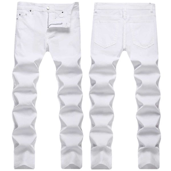 men's jeans high end trendy brand white for men with personalized slim fit and elastic feet autumn winter trends, Blue
men's jeans high end trendy brand white for men with personalized slim fit and elastic feet autumn winter trends, Blue