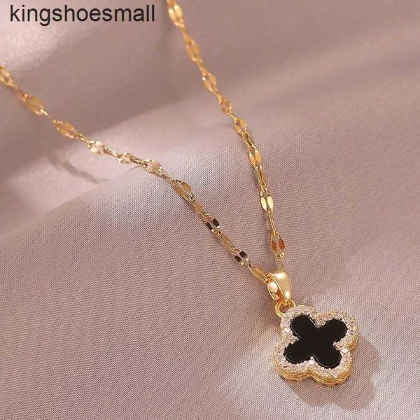 van clover necklace designer titanium steel black and white four leaf clover necklace light luxury women's fashion pendant chain birthd, Silver
van clover necklace designer titanium steel black and white four leaf clover necklace light luxury women's fashion pendant chain birthd, Silver