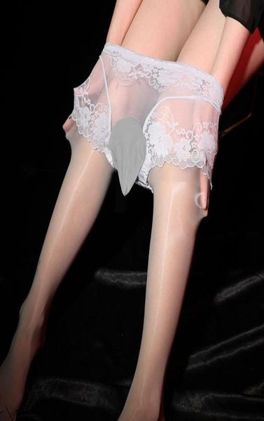 underpants men lace oil shiny glossy sissy gay stocking penis sheath bodystocking sheer seamless mens pantyhose comfortable tights5418271, Black;white