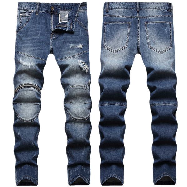 men's jeans trendy zippered decorative for men with torn holes slim fitting small feet blue autumn and winter styles
men's jeans trendy zippered decorative for men with torn holes slim fitting small feet blue autumn and winter styles