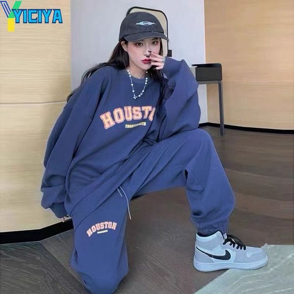 womens two piece pants yiciya sets for women 2 pieces tracksuit pants streetwear loose large size sweatshirts and sweat female set y2k 23081, White 
womens two piece pants yiciya sets for women 2 pieces tracksuit pants streetwear loose large size sweatshirts and sweat female set y2k 23081, White