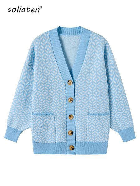 womens knits tees knitting sweater color matching diamond lattice singlebreasted buttons loose casual knitted cardigan sweaters c097 230818, White
womens knits tees knitting sweater color matching diamond lattice singlebreasted buttons loose casual knitted cardigan sweaters c097 230818, White