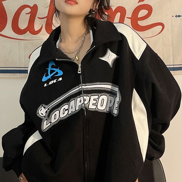 womens jackets letter print zipper jacket women american retro street hip hop for oversized korean casual trend y2k coat 230818, Black;brown
womens jackets letter print zipper jacket women american retro street hip hop for oversized korean casual trend y2k coat 230818, Black;brown