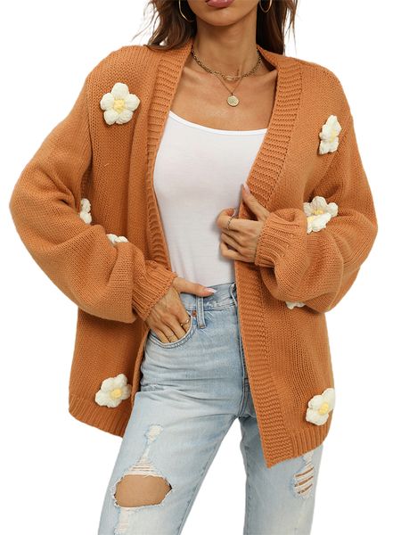 womens knits tees women fashion wild cardigan flower decor lantern long sleeve knitted sweater coat autumn winter open front outerwear 23081, White
womens knits tees women fashion wild cardigan flower decor lantern long sleeve knitted sweater coat autumn winter open front outerwear 23081, White