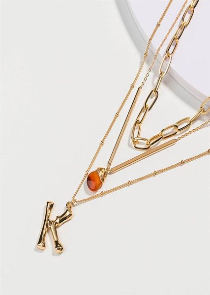 26 english letter k multilayer necklace women039s natural gold agate pendant232y2215543, Silver
26 english letter k multilayer necklace women039s natural gold agate pendant232y2215543, Silver