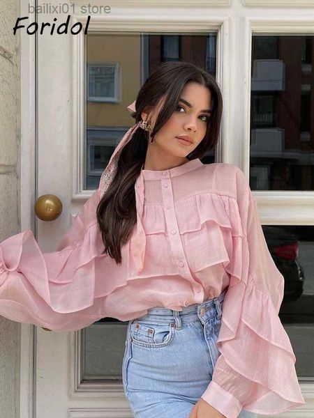 women's t-shirt stand collar single breasted women casual french ruffles pink blouse short batwing sleeve oversize blusa femme spring, White
women's t-shirt stand collar single breasted women casual french ruffles pink blouse short batwing sleeve oversize blusa femme spring, White