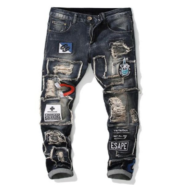 mens new fashion skinny punk slim fit jeans distressed denim hole pants male pencil streetwears pants3736495, Blue
mens new fashion skinny punk slim fit jeans distressed denim hole pants male pencil streetwears pants3736495, Blue