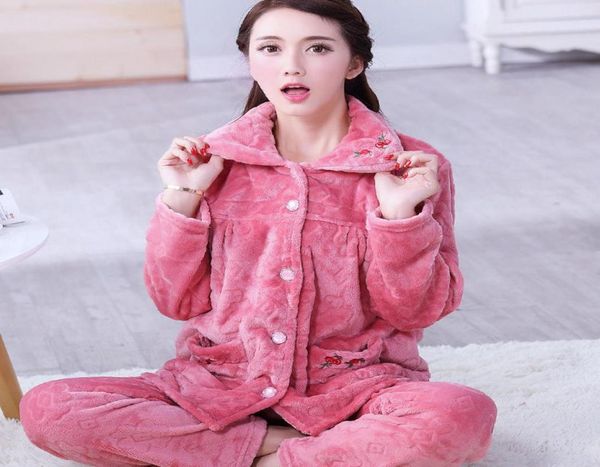 winter pajamas set women thick flannel print pyjama female room home sleepwear long pant 2pieceset clothes3389618, Black;red
winter pajamas set women thick flannel print pyjama female room home sleepwear long pant 2pieceset clothes3389618, Black;red