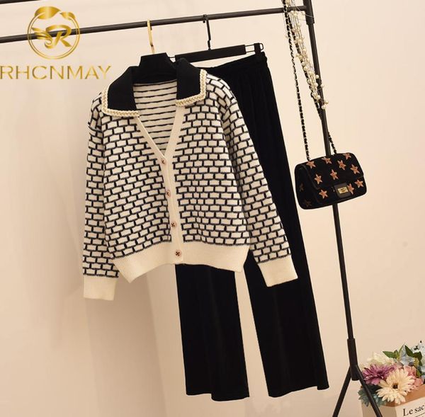 sweetwear two piece sets women geometric patterns knitting cardigans sweater elastic wide leg long pants suits lady 2208194919337, White
sweetwear two piece sets women geometric patterns knitting cardigans sweater elastic wide leg long pants suits lady 2208194919337, White