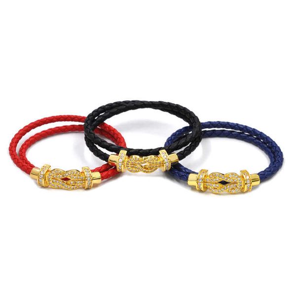 designer bracelet luxury popular bracelet magnetic buckle 8-line brick inlaid double layer leather rope bracelet cross head micro inlaid 8-l, Golden;silver
designer bracelet luxury popular bracelet magnetic buckle 8-line brick inlaid double layer leather rope bracelet cross head micro inlaid 8-l, Golden;silver