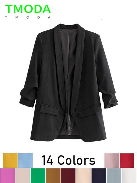 womens suits blazers t moda women fashion office wear blazer jacket lady vintage three quarter sleeve pockets outerwear coat female chic 23, White;black
womens suits blazers t moda women fashion office wear blazer jacket lady vintage three quarter sleeve pockets outerwear coat female chic 23, White;black