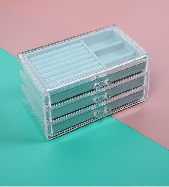 jewelry pouches bags clear acrylic jewellery storage box women 3 drawers velvet organiser earring bracelet necklace rings case ho7124900, Pink;blue
jewelry pouches bags clear acrylic jewellery storage box women 3 drawers velvet organiser earring bracelet necklace rings case ho7124900, Pink;blue