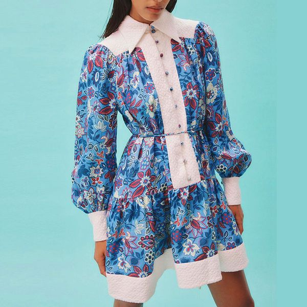 australian designer dress with lapel, lantern, long sleeved tie up waist, buckle up, blue printed a-line short skirt, Black;gray
australian designer dress with lapel, lantern, long sleeved tie up waist, buckle up, blue printed a-line short skirt, Black;gray