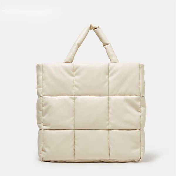 designer's latest: quilted space-cotton tote - soft padded elegance with down fill, geometric stitching & multicolor variants cream
designer's latest: quilted space-cotton tote - soft padded elegance with down fill, geometric stitching & multicolor variants cream