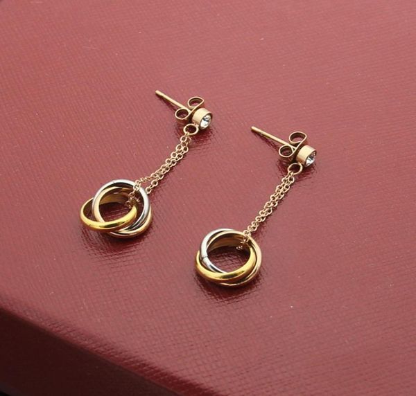 exquisite fashion lady titanium steel tassels single diamond three color circles rings 18k gold plated engagement dangle earrings1713108, Silver
exquisite fashion lady titanium steel tassels single diamond three color circles rings 18k gold plated engagement dangle earrings1713108, Silver