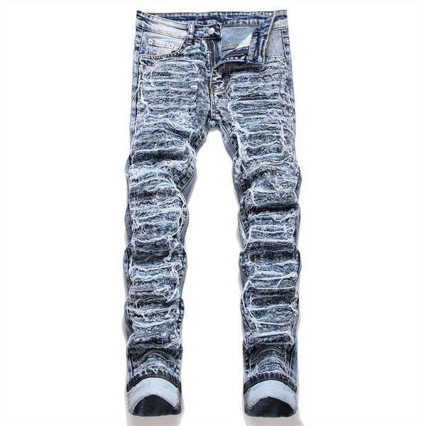 men's jeans new 2023 spring street trendy hole cut and worn white small straight sleeve elastic mid rise 3449, Blue
men's jeans new 2023 spring street trendy hole cut and worn white small straight sleeve elastic mid rise 3449, Blue