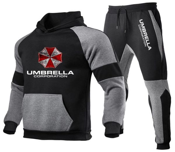 men039s tracksuits mens umbrella corporation autumn zipper hoodiepants pieces casual ity print tracksuit classic comfrtable sui3759725, Gray