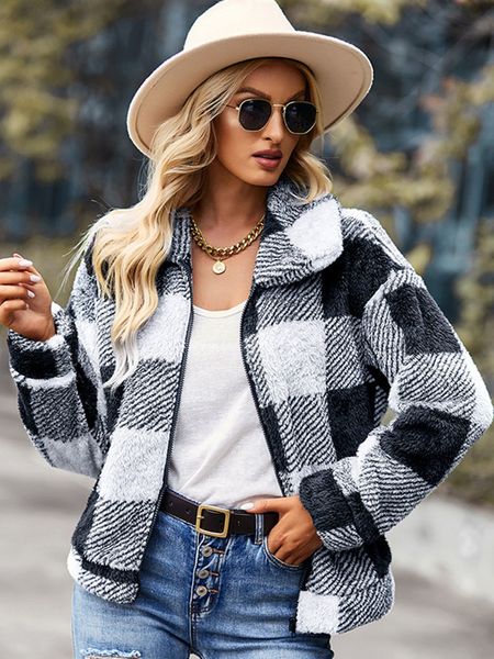 womens knits tees winter plaid thick jacket women outerwear with pockets autumn streetwear turndown collar zip up baggy coats casual jackets, White
womens knits tees winter plaid thick jacket women outerwear with pockets autumn streetwear turndown collar zip up baggy coats casual jackets, White
