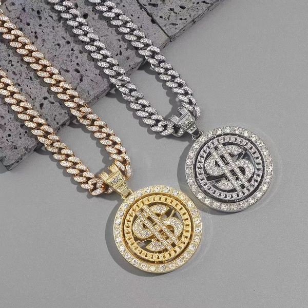 hip hop rotable us dollar large pendant full diamond set cuban chain necklace high end men's fashion american hiphop accessories, Golden;silver
hip hop rotable us dollar large pendant full diamond set cuban chain necklace high end men's fashion american hiphop accessories, Golden;silver