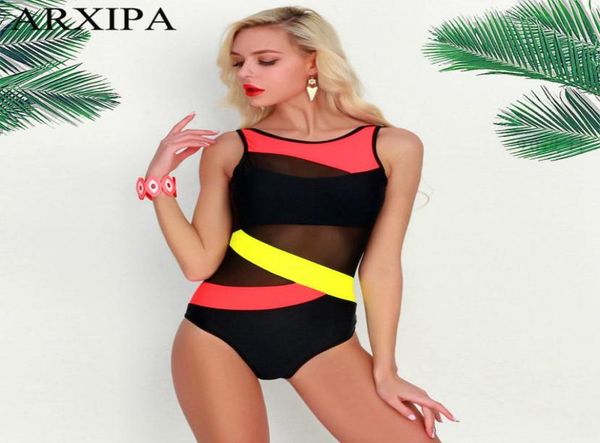 arxipa 2019 one piece women sports swimwear mesh bikini set sheer patchwork swimsuit full brief bathing suit retro maillot racing 7812483, White;black
arxipa 2019 one piece women sports swimwear mesh bikini set sheer patchwork swimsuit full brief bathing suit retro maillot racing 7812483, White;black
