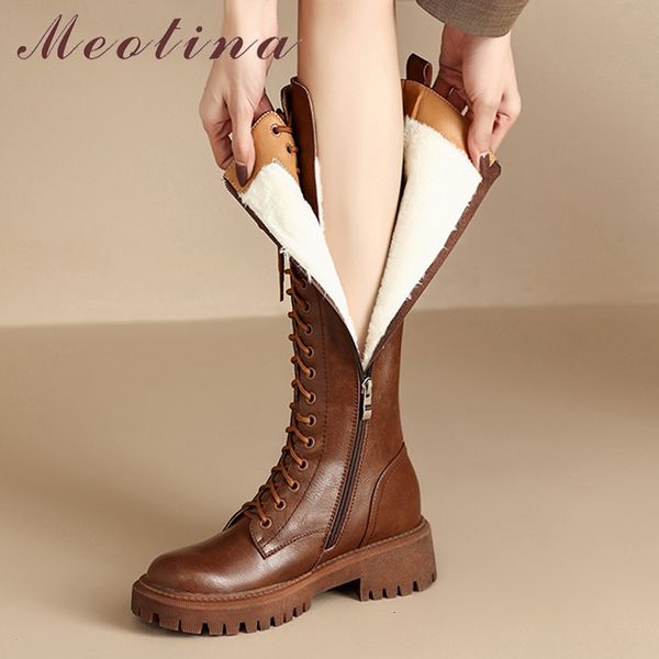 boots meotina women genuine leather knee high riding round toe flat zipper laceup warm ladies long boot autumn winter shoes 43 230818, Black
boots meotina women genuine leather knee high riding round toe flat zipper laceup warm ladies long boot autumn winter shoes 43 230818, Black
