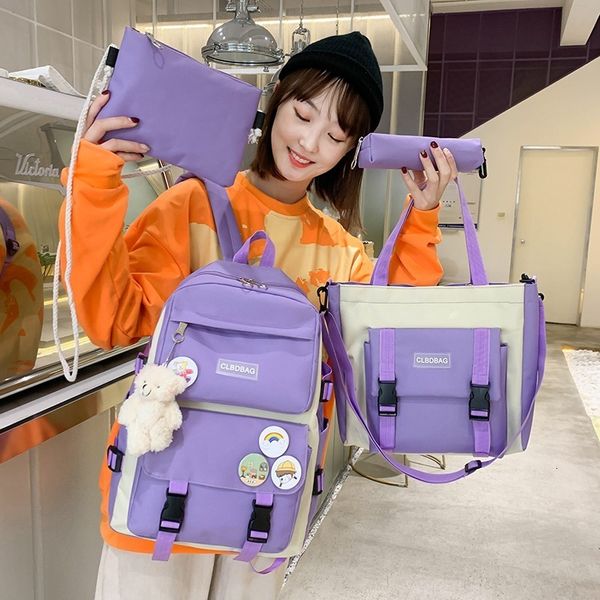 school bags teenage student schoolbag canvas fourpiece set girls trend leisure bag fresh backpack for middle students 230818
school bags teenage student schoolbag canvas fourpiece set girls trend leisure bag fresh backpack for middle students 230818