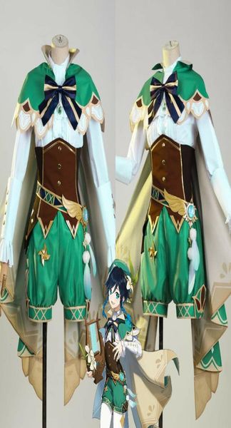 genshin impact venti costume cosplay suit01234567898673633, Black