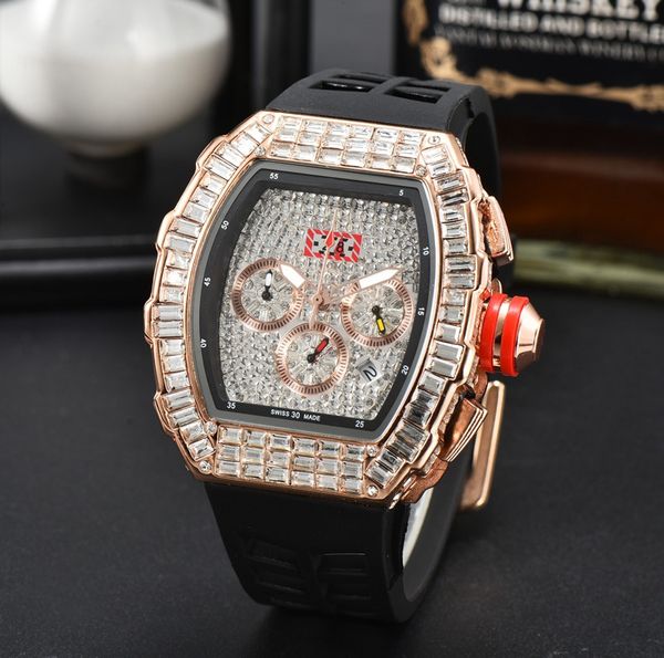 wristwatch for 2023 mens watches six needles all dial work quartz watch luxury brand chronograph diamond clock rubber belt fashion richar to, Slivery;brown
wristwatch for 2023 mens watches six needles all dial work quartz watch luxury brand chronograph diamond clock rubber belt fashion richar to, Slivery;brown