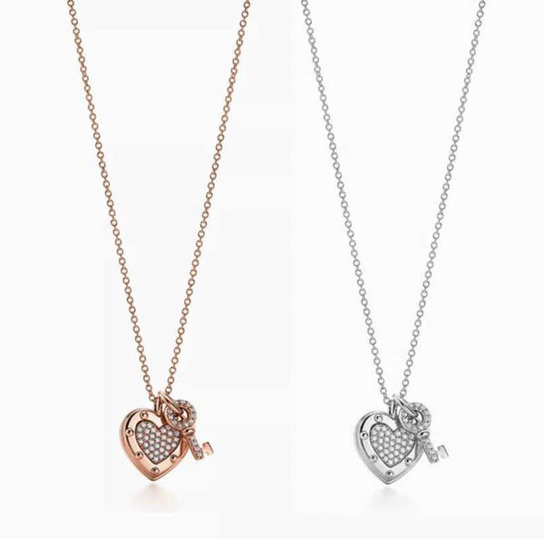 brand tiffay 925 sterling silver heart full diamond key necklace zircon pendant women's collar chain rose gold jewelry, Black
brand tiffay 925 sterling silver heart full diamond key necklace zircon pendant women's collar chain rose gold jewelry, Black