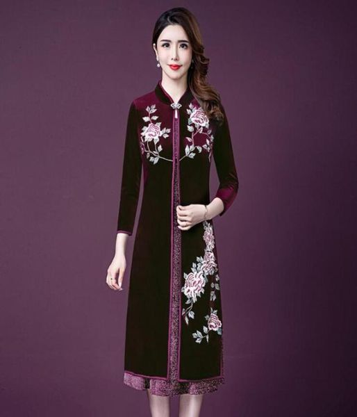 vintage mother039s cheongsam aodai rich middleaged cheongsam spring autumn new long elegant female westernized twopiece dress550045929535, Black;red 
vintage mother039s cheongsam aodai rich middleaged cheongsam spring autumn new long elegant female westernized twopiece dress550045929535, Black;red