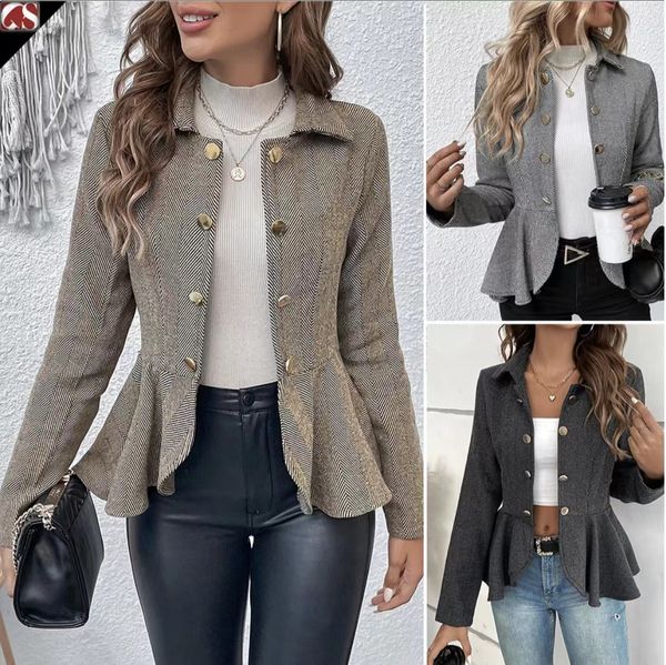 new lapel jacquard double breasted style suit jacket lady, White;black